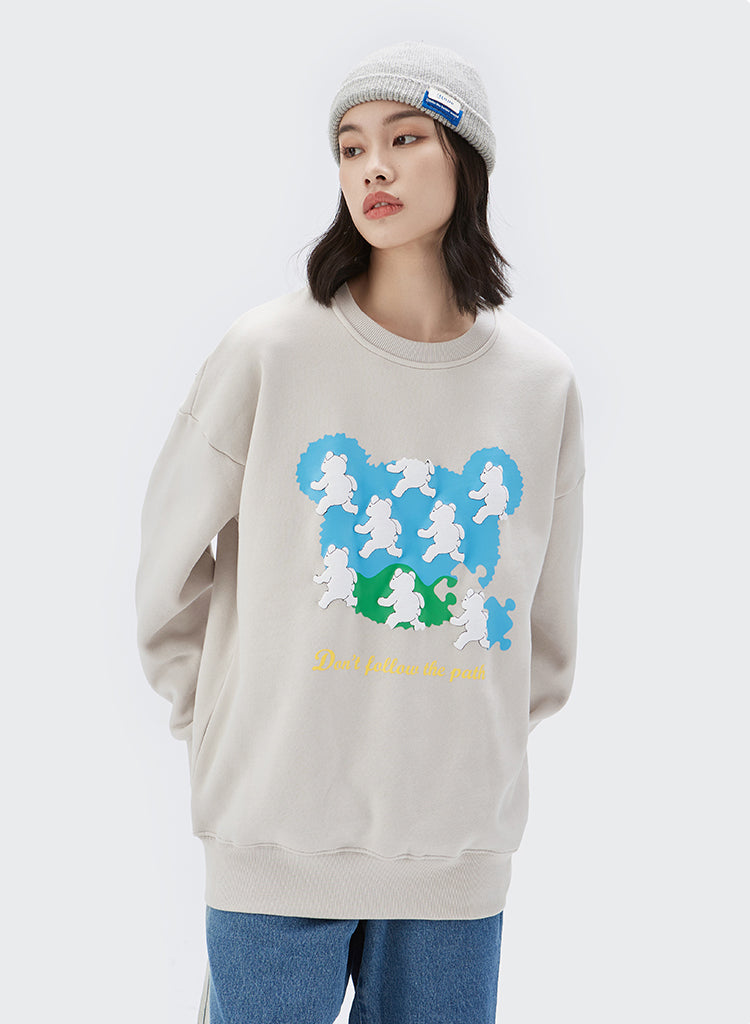 "WHITE BEAR PRINT" HOODIES