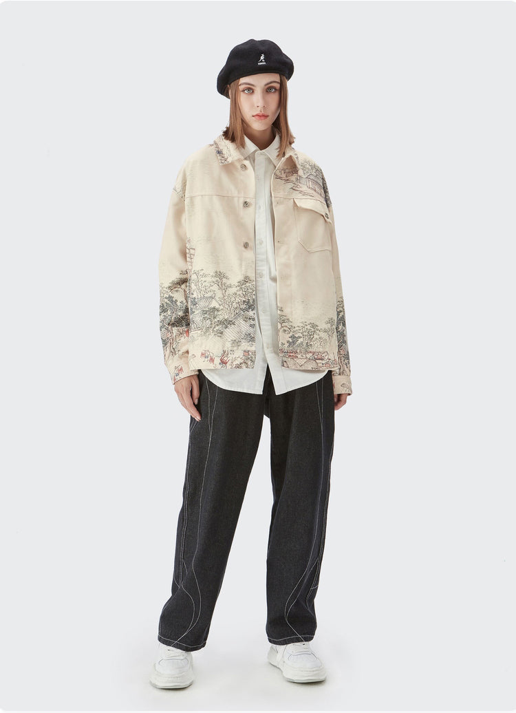 Graffiti Printed Oversized Jacket Coat