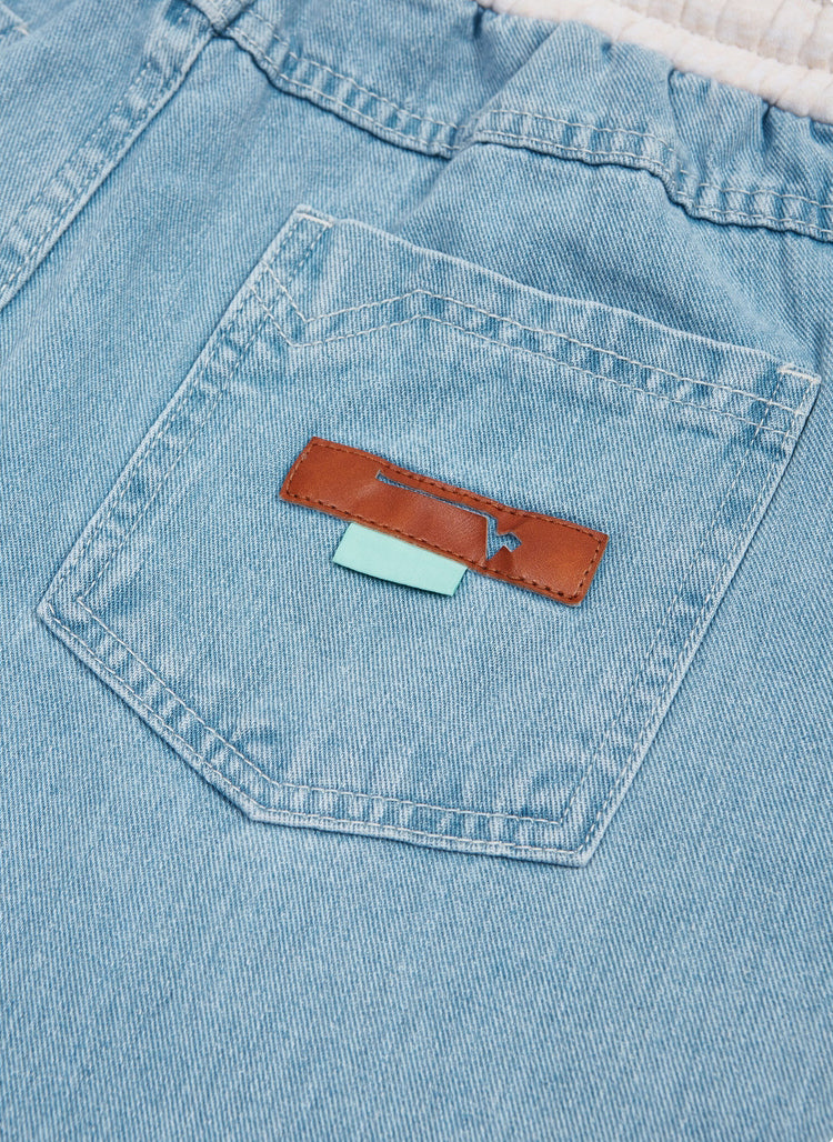 Denim Patchwork Straight Pant