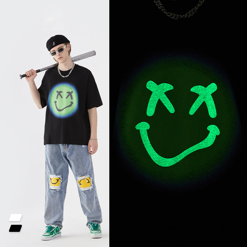 "FLOURESCENT SMILING FACE" T-SHIRT