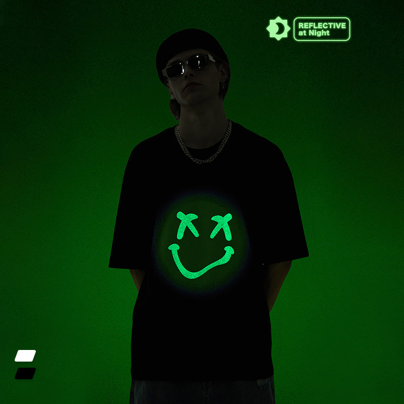 "FLOURESCENT SMILING FACE" T-SHIRT