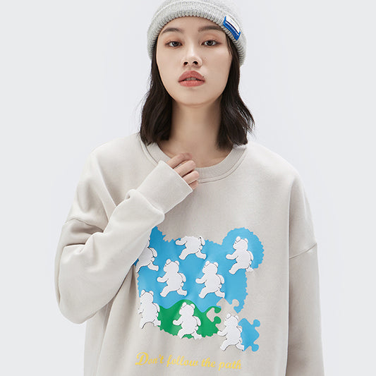 "WHITE BEAR PRINT" HOODIES