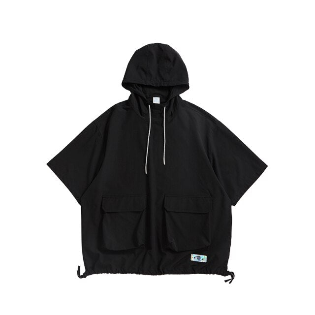 Outdoor Hooded T-shirts  Elastic Waist Shorts  Set