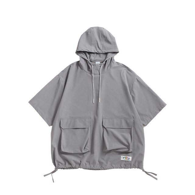 Outdoor Hooded T-shirts  Elastic Waist Shorts  Set