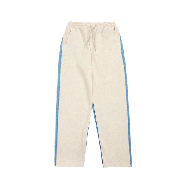 Denim Patchwork Straight Pant